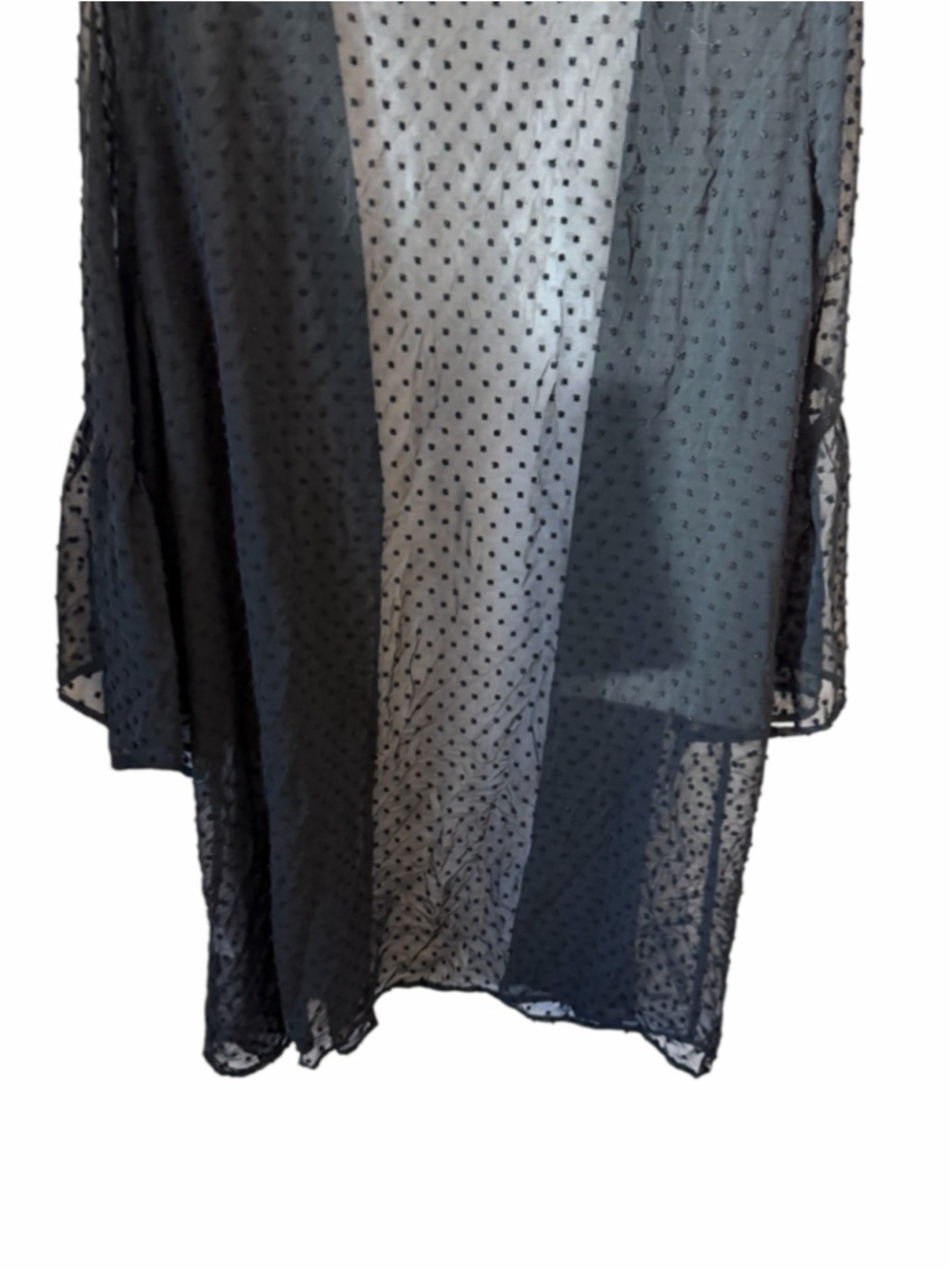 Shein Curve 2XL Black Sheer Polka Dot Kimono Cardigan Lightweight - Picture 7 of 11